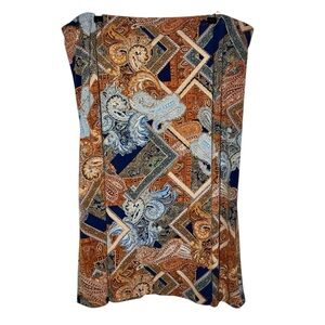 KORET Skirt Size 2X Romantic Modest Stretch Pull On Paisley Brown Blue Boho